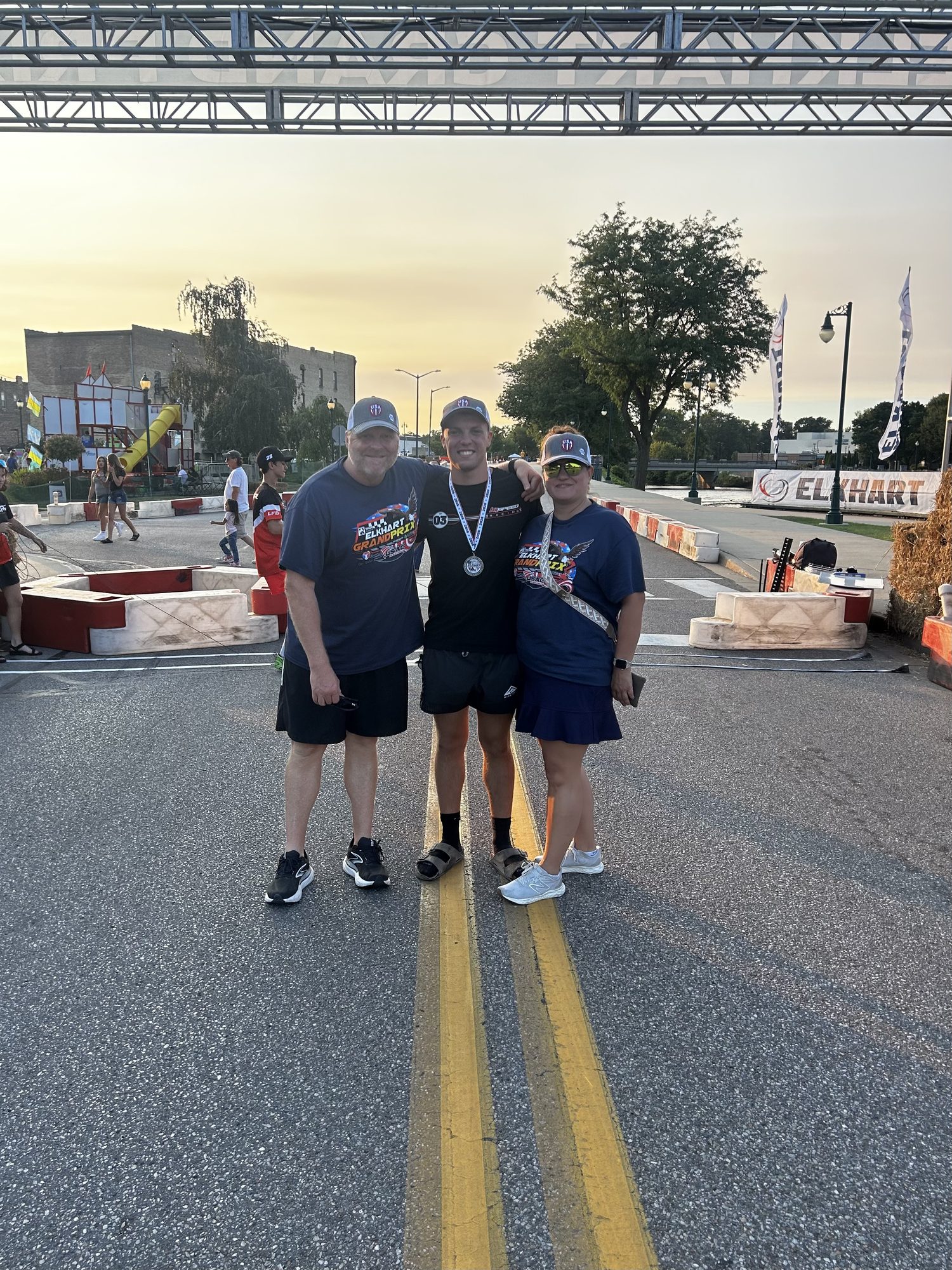 Owen Neisel with family after a race weekend at the Elkhart Grand Prix
